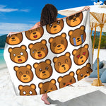 Teddy Bear Emoji Print Beach Sarong Wrap
