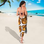 Teddy Bear Emoji Print Beach Sarong Wrap