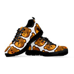 Teddy Bear Emoji Print Black Sneakers