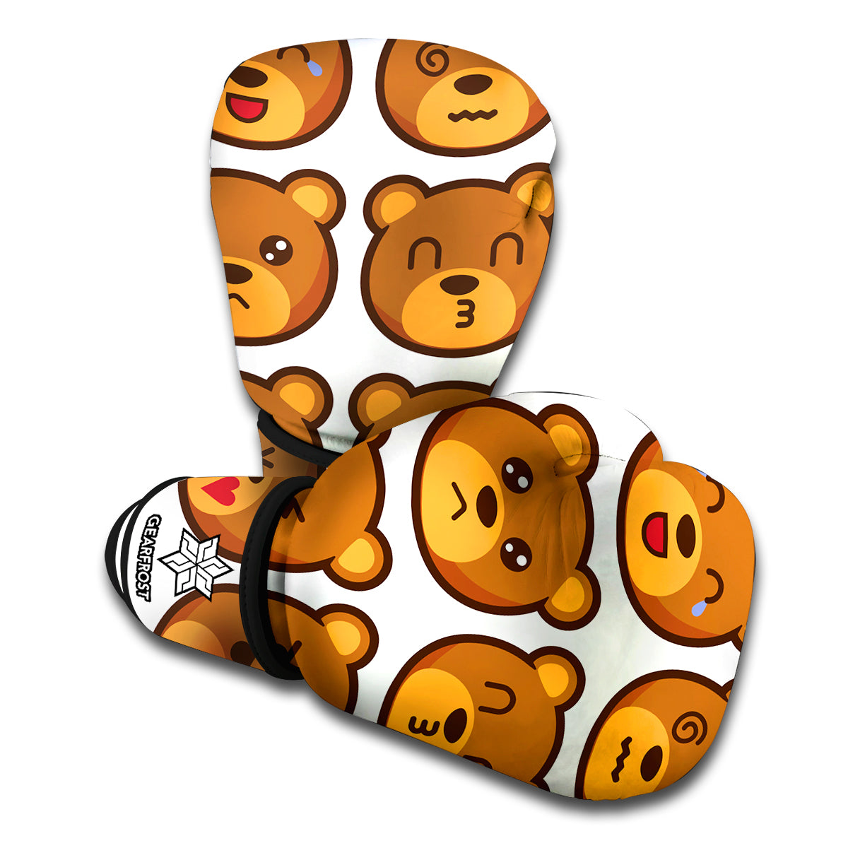 Teddy Bear Emoji Print Boxing Gloves