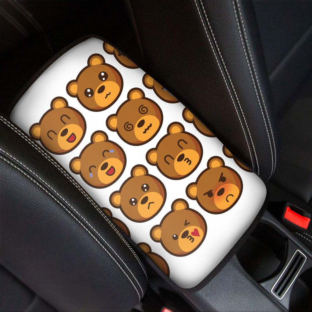 Teddy Bear Emoji Print Car Center Console Cover