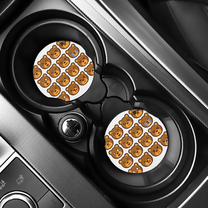 Teddy Bear Emoji Print Car Coasters