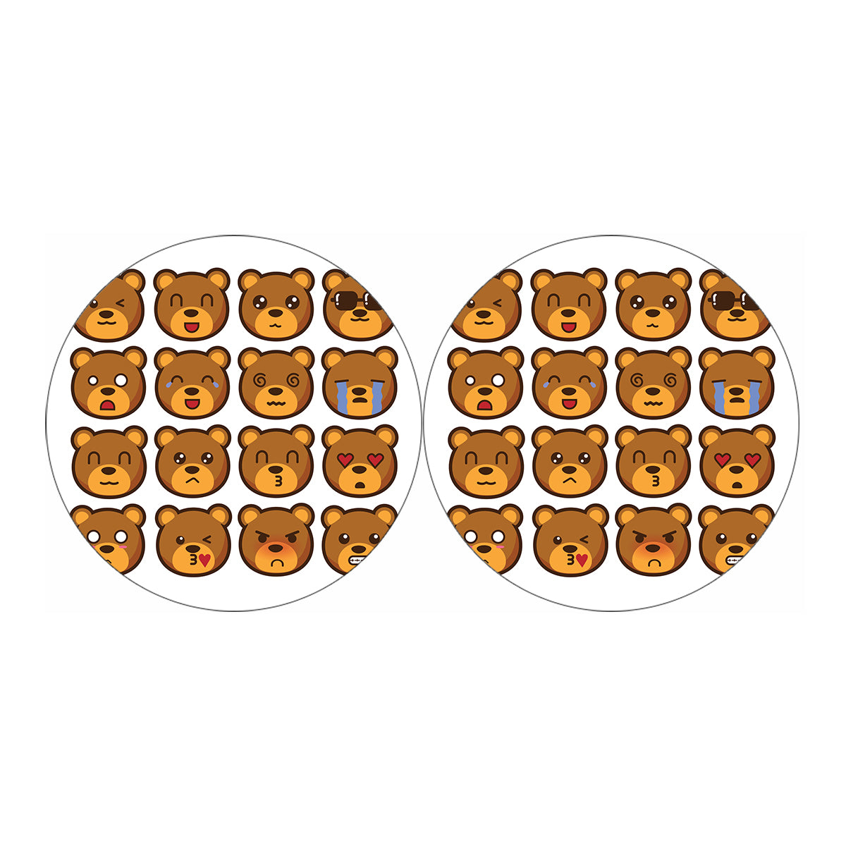 Teddy Bear Emoji Print Car Coasters