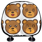 Teddy Bear Emoji Print Car Headrest Covers