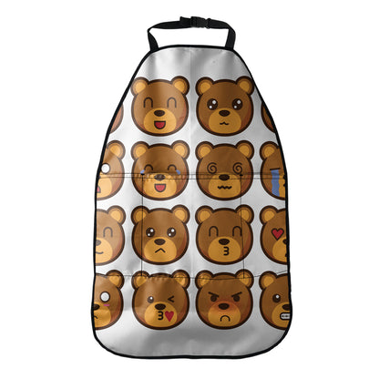 Teddy Bear Emoji Print Car Seat Organizers