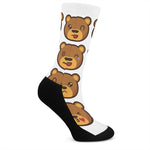 Teddy Bear Emoji Print Crew Socks
