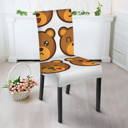 Teddy Bear Emoji Print Dining Chair Slipcover