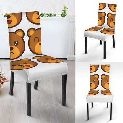 Teddy Bear Emoji Print Dining Chair Slipcover