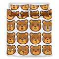 Teddy Bear Emoji Print Duvet Cover Bedding Set