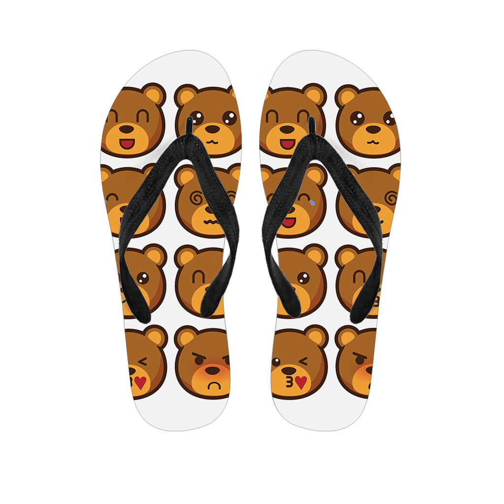 Teddy Bear Emoji Print Flip Flops