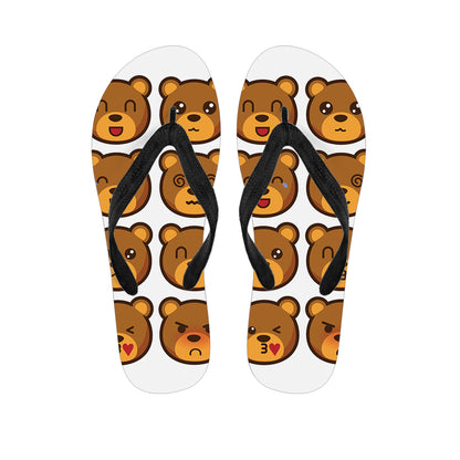 Teddy Bear Emoji Print Flip Flops