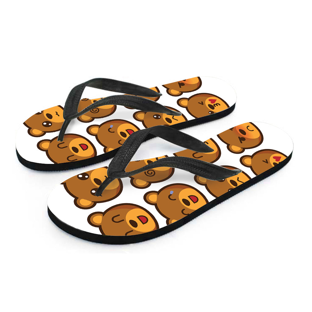 Teddy Bear Emoji Print Flip Flops