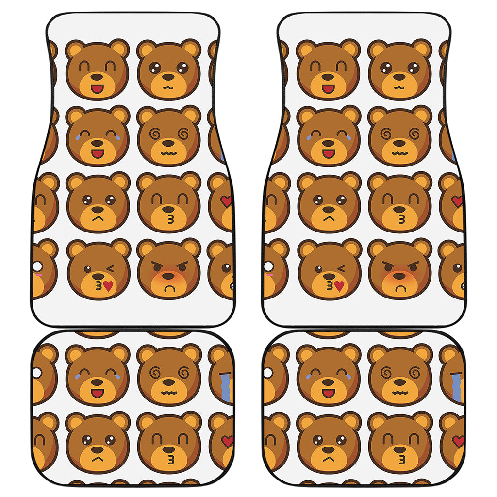 Teddy Bear Emoji Print Front and Back Car Floor Mats