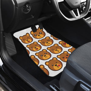 Teddy Bear Emoji Print Front and Back Car Floor Mats