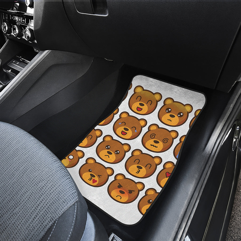 Teddy Bear Emoji Print Front and Back Car Floor Mats