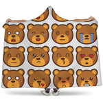 Teddy Bear Emoji Print Hooded Blanket