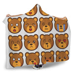 Teddy Bear Emoji Print Hooded Blanket