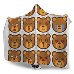 Teddy Bear Emoji Print Hooded Blanket