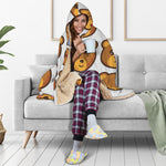 Teddy Bear Emoji Print Hooded Blanket
