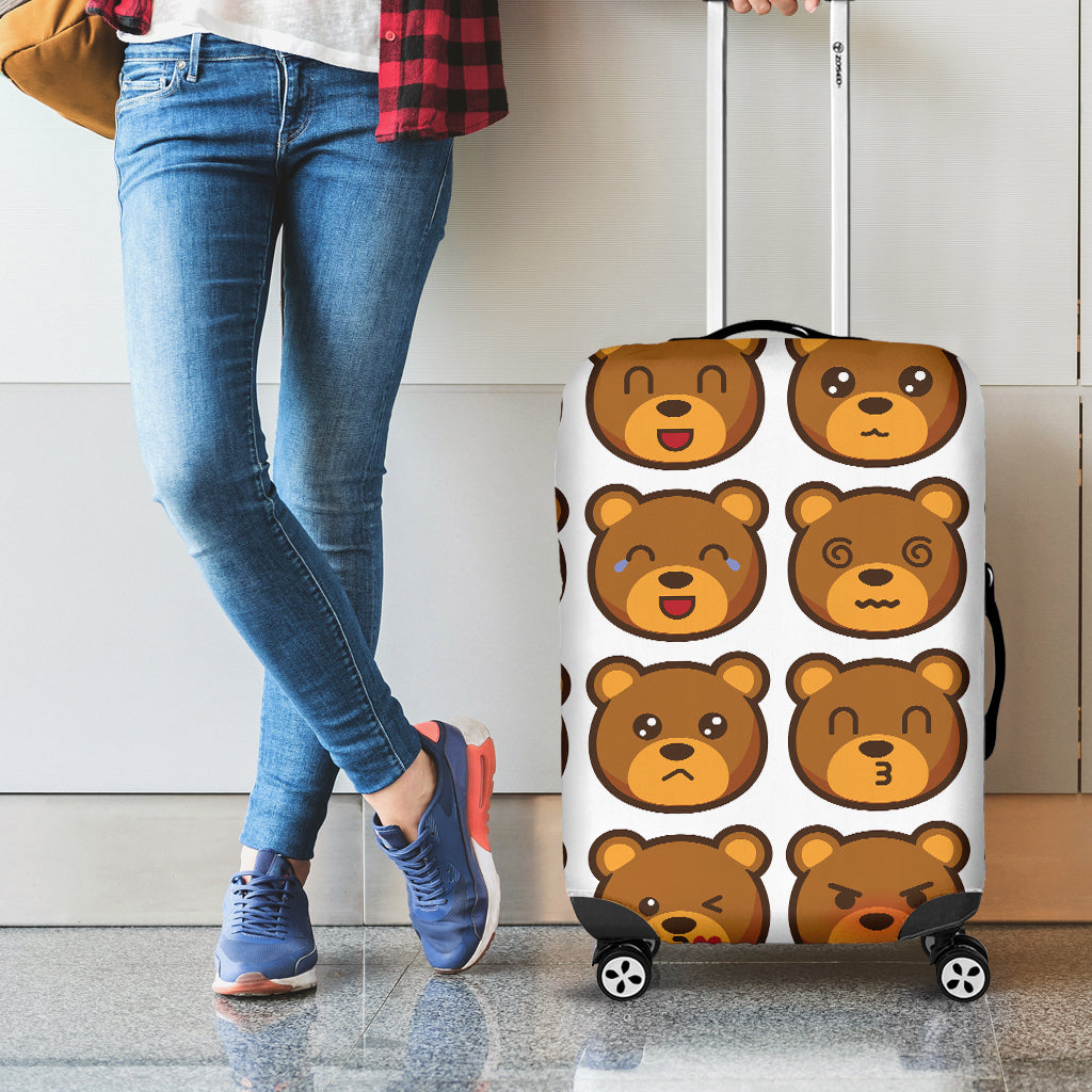 Teddy Bear Emoji Print Luggage Cover