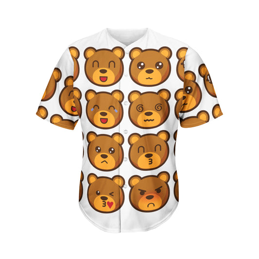 Teddy Bear Emoji Print Men's Baseball Jersey