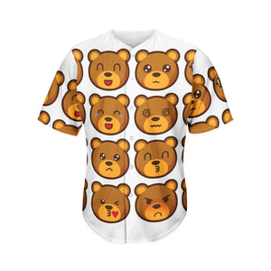 Teddy Bear Emoji Print Men's Baseball Jersey