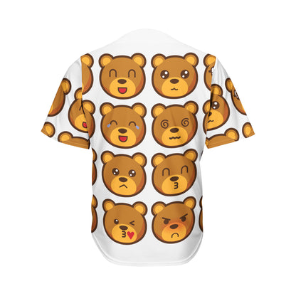 Teddy Bear Emoji Print Men's Baseball Jersey