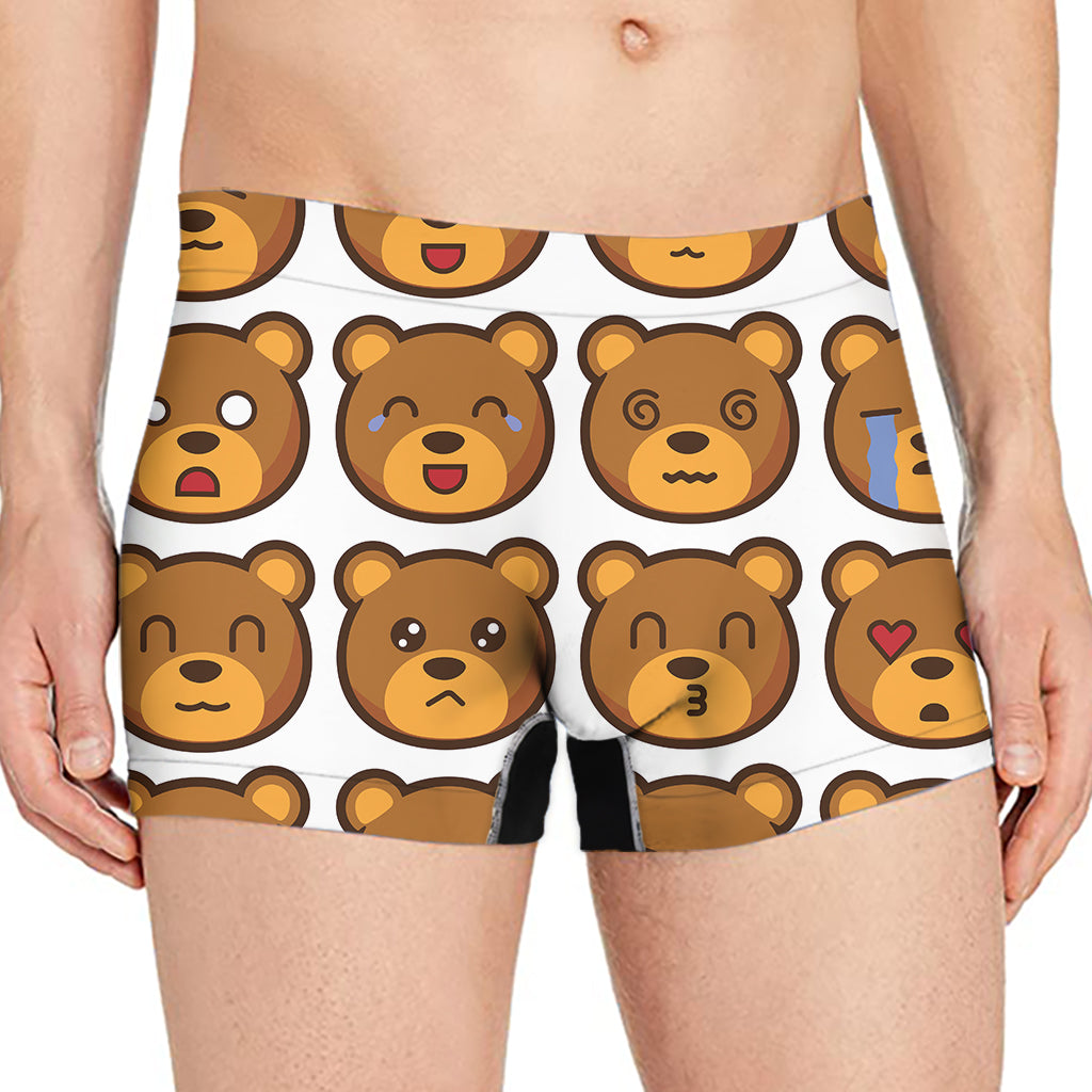 Teddy Bear Emoji Print Men's Boxer Briefs