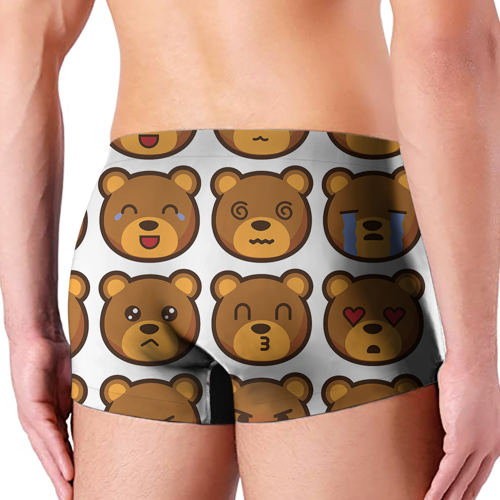 Teddy Bear Emoji Print Men's Boxer Briefs