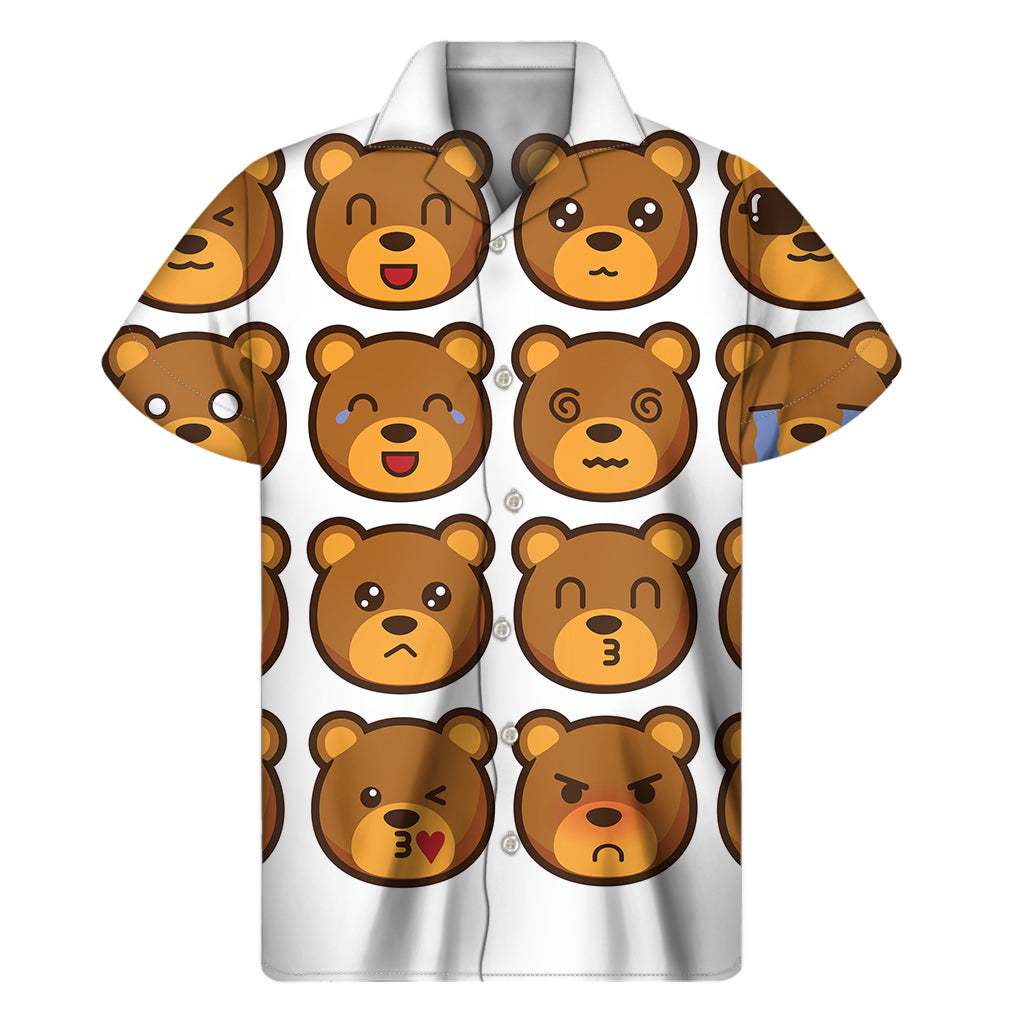 Teddy Bear Emoji Print Men's Short Sleeve Shirt