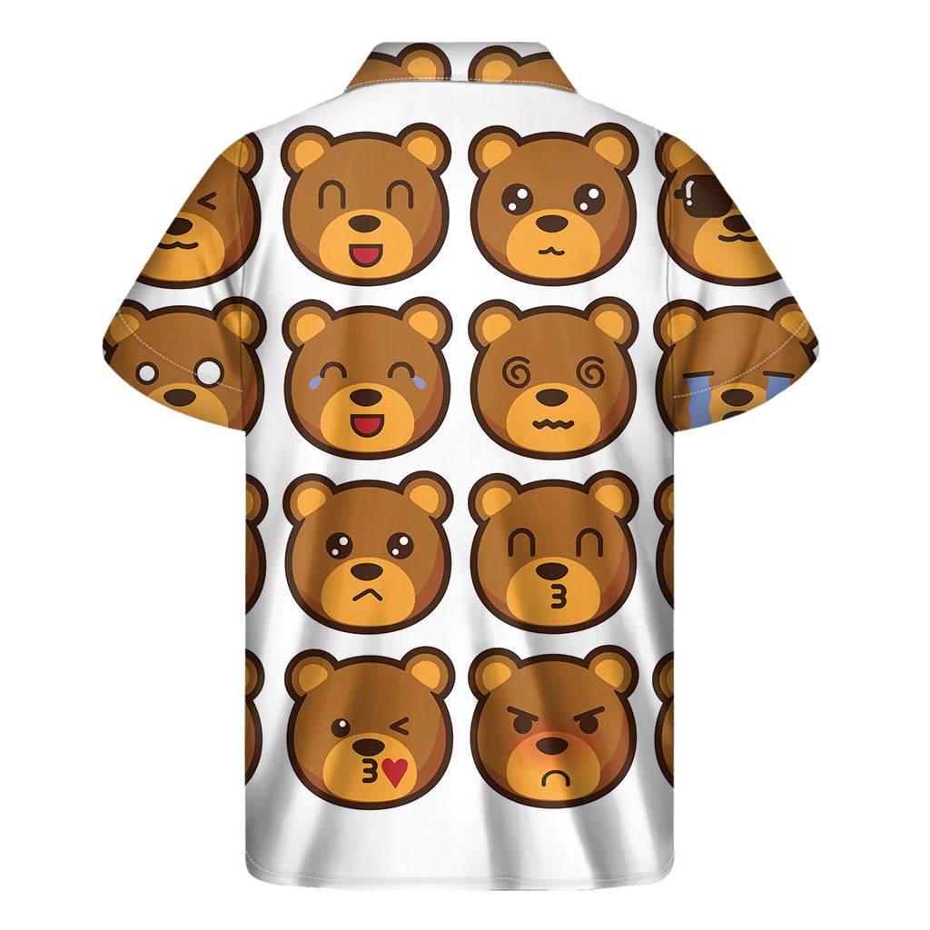 Teddy Bear Emoji Print Men's Short Sleeve Shirt