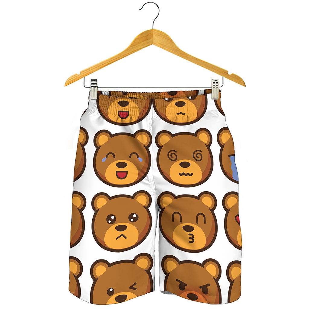 Teddy Bear Emoji Print Men's Shorts