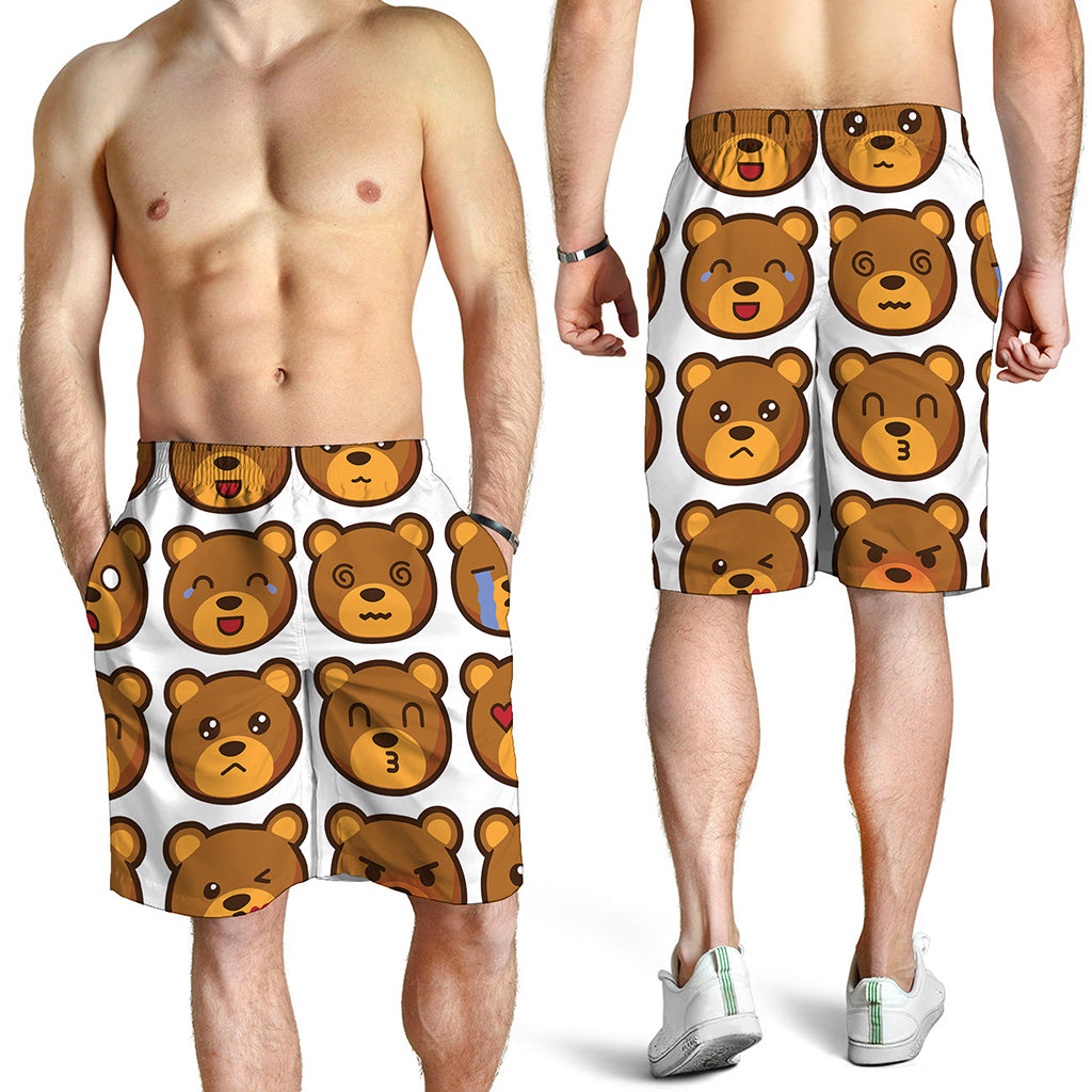 Teddy Bear Emoji Print Men's Shorts