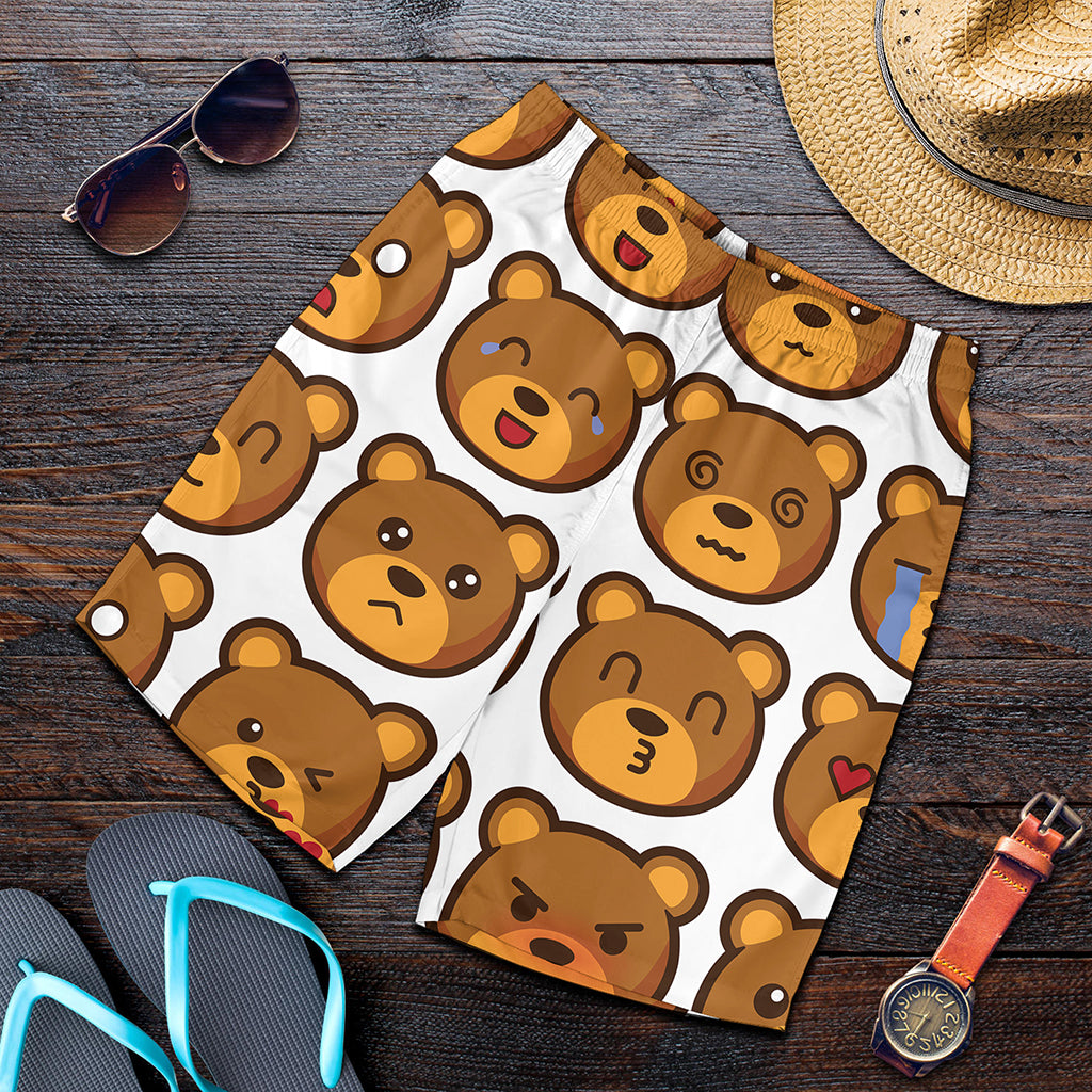 Teddy Bear Emoji Print Men's Shorts