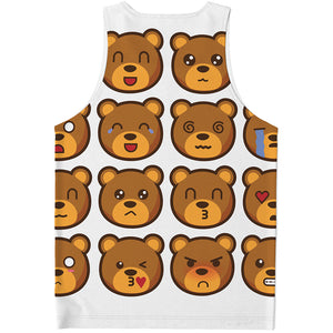 Teddy Bear Emoji Print Men's Tank Top