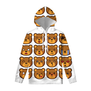 Teddy Bear Emoji Print Pullover Hoodie