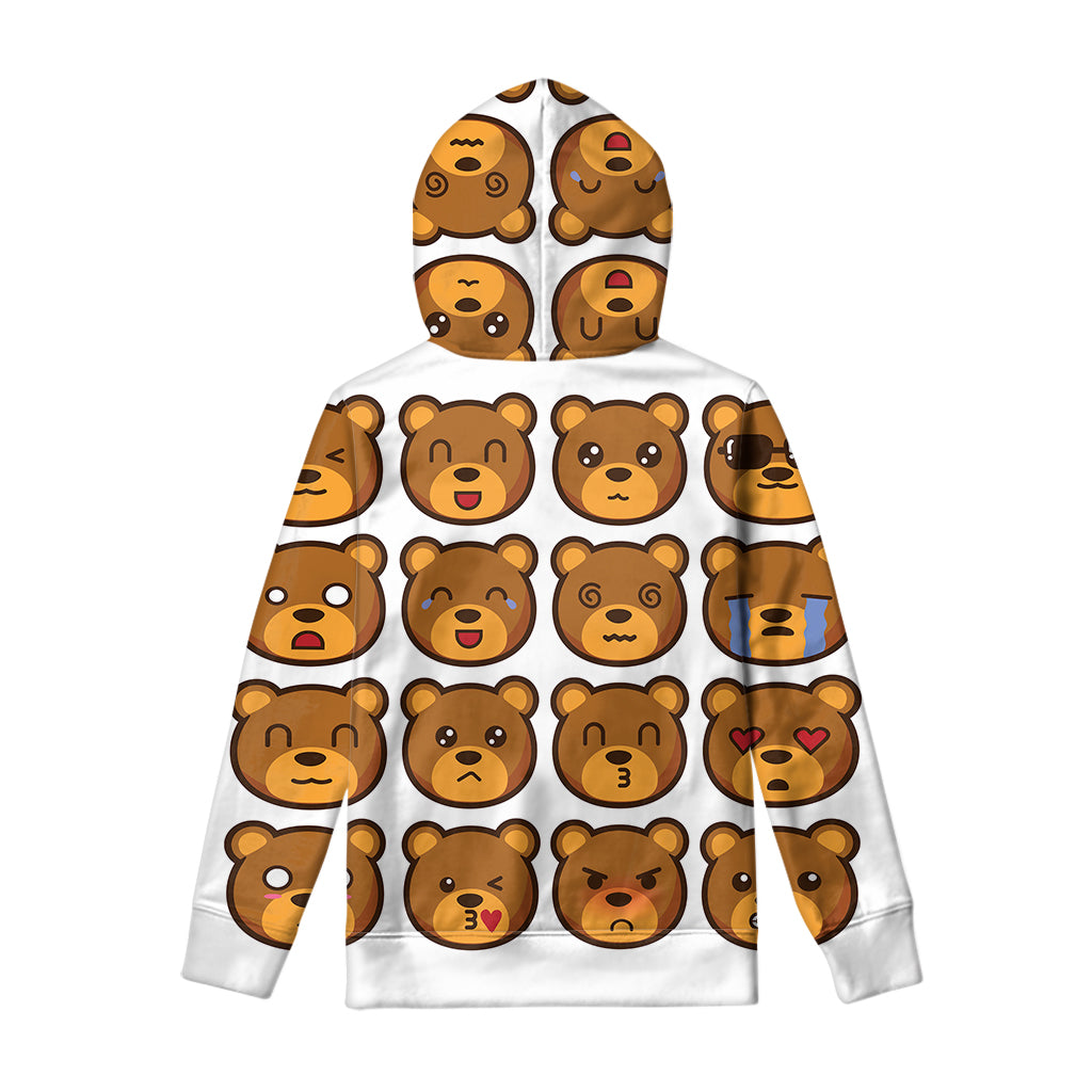 Teddy Bear Emoji Print Pullover Hoodie