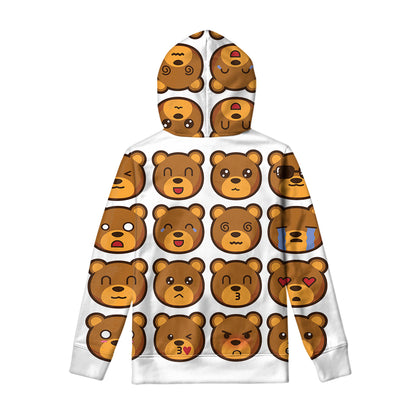 Teddy Bear Emoji Print Pullover Hoodie