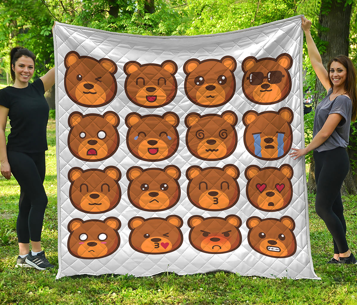 Teddy Bear Emoji Print Quilt