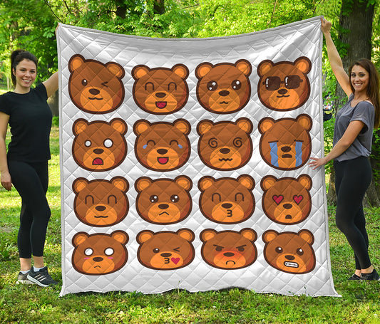 Teddy Bear Emoji Print Quilt