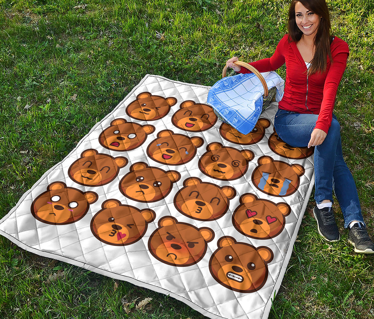 Teddy Bear Emoji Print Quilt