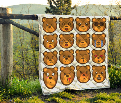 Teddy Bear Emoji Print Quilt