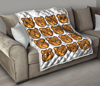 Teddy Bear Emoji Print Quilt