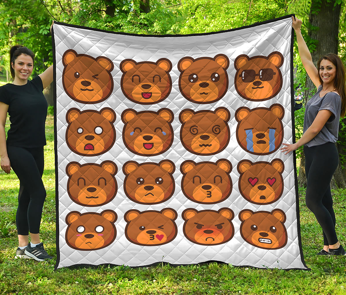 Teddy Bear Emoji Print Quilt