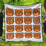 Teddy Bear Emoji Print Quilt
