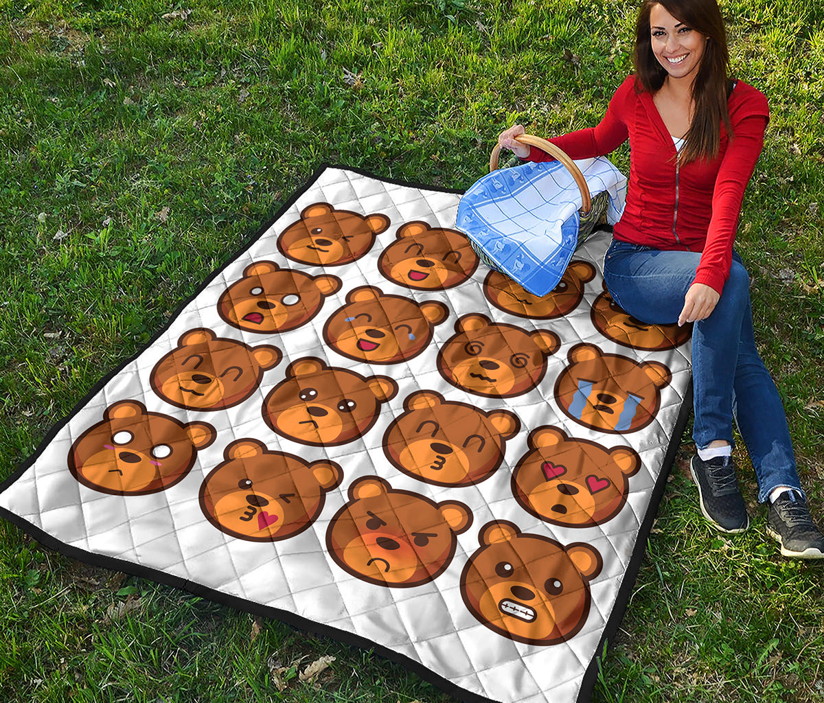 Teddy Bear Emoji Print Quilt