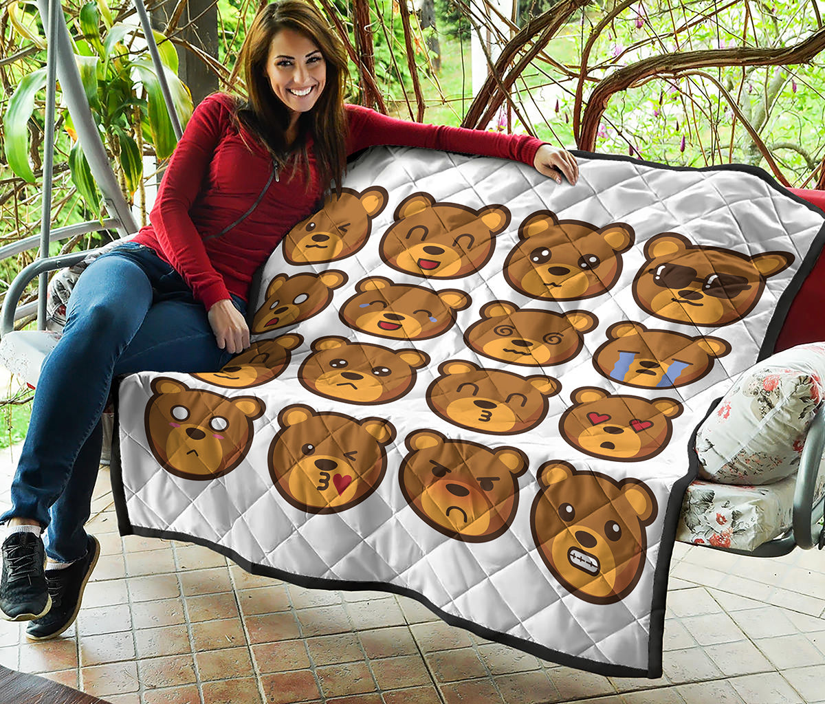 Teddy Bear Emoji Print Quilt