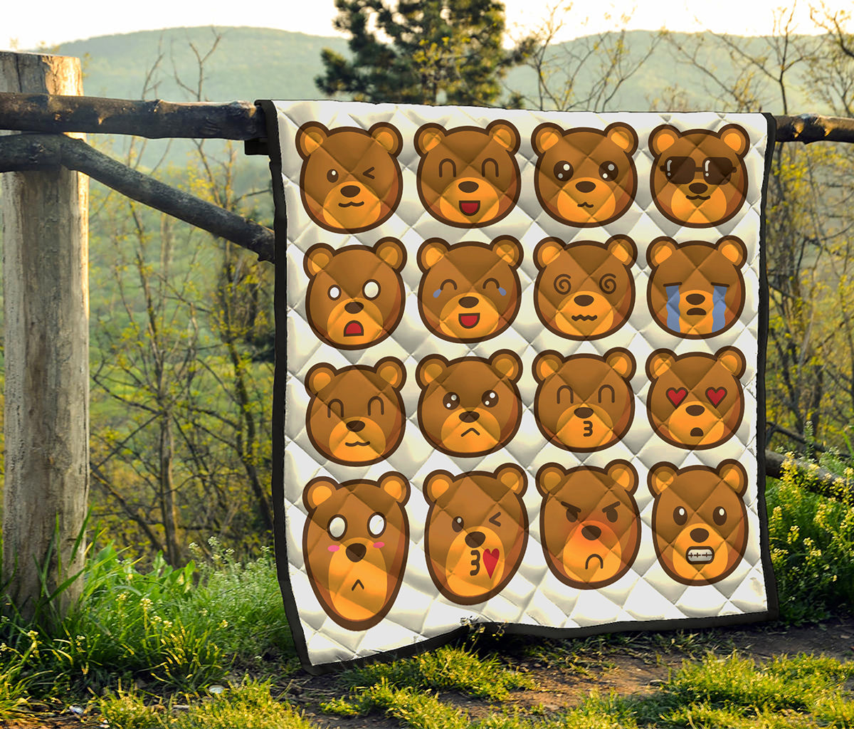 Teddy Bear Emoji Print Quilt