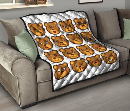Teddy Bear Emoji Print Quilt