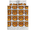 Teddy Bear Emoji Print Quilt Bed Set